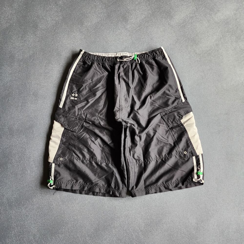 Vintage Baggy OTB One Tough Brand Black Cargo Polyester Shorts XL